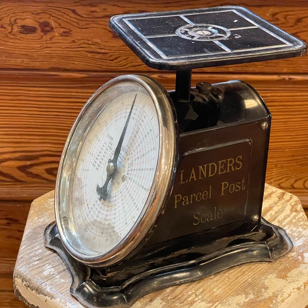 Authentic Vintage Early 1900's Landers Parcel Post 20 Pounds Scale - Detailed Face for Mileage Zone Rates - Maker: Landers, Frary & Clark