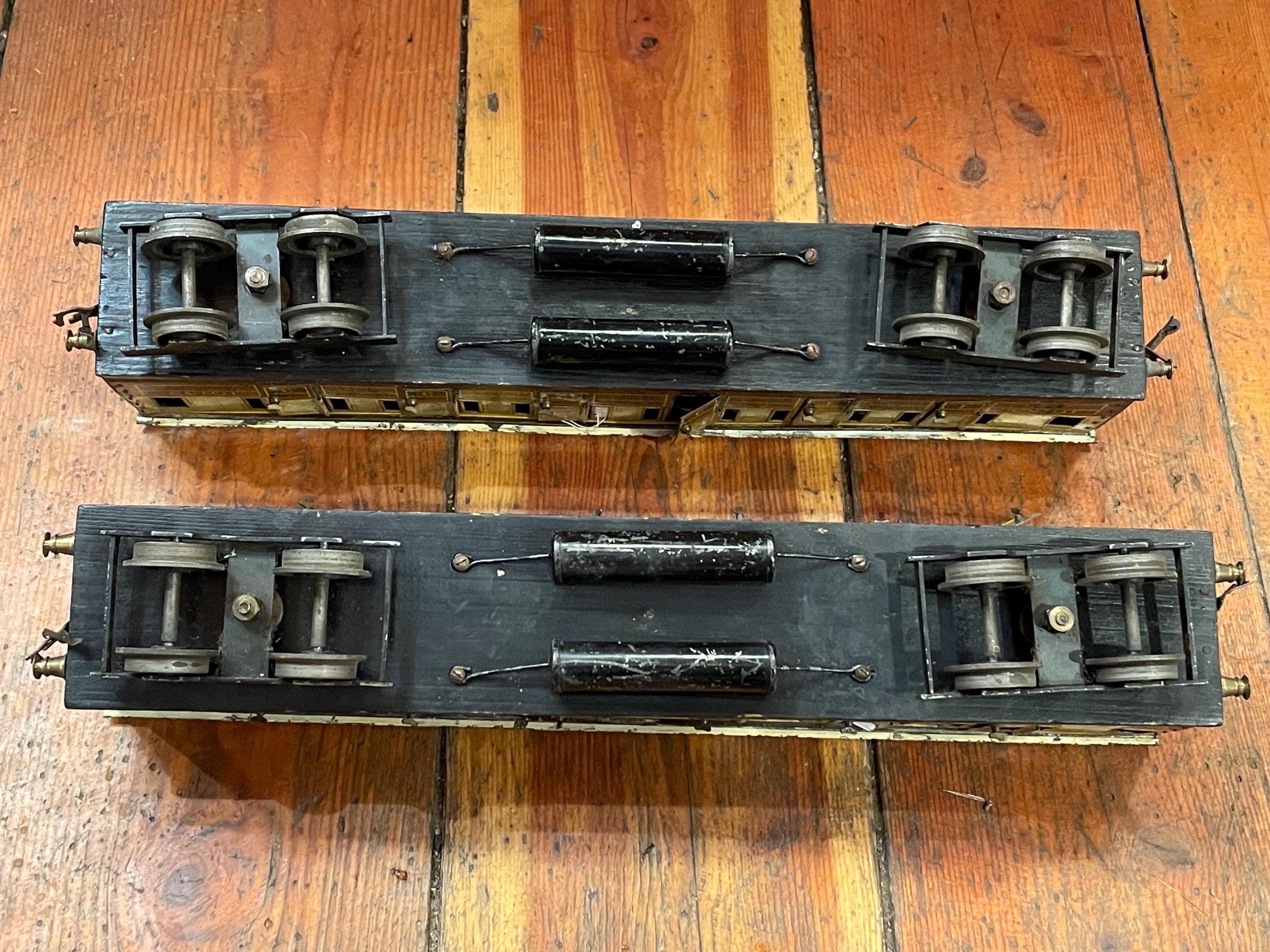 Authentic Vintage Early 1900's Pair Tin Toy Electrified Passenger