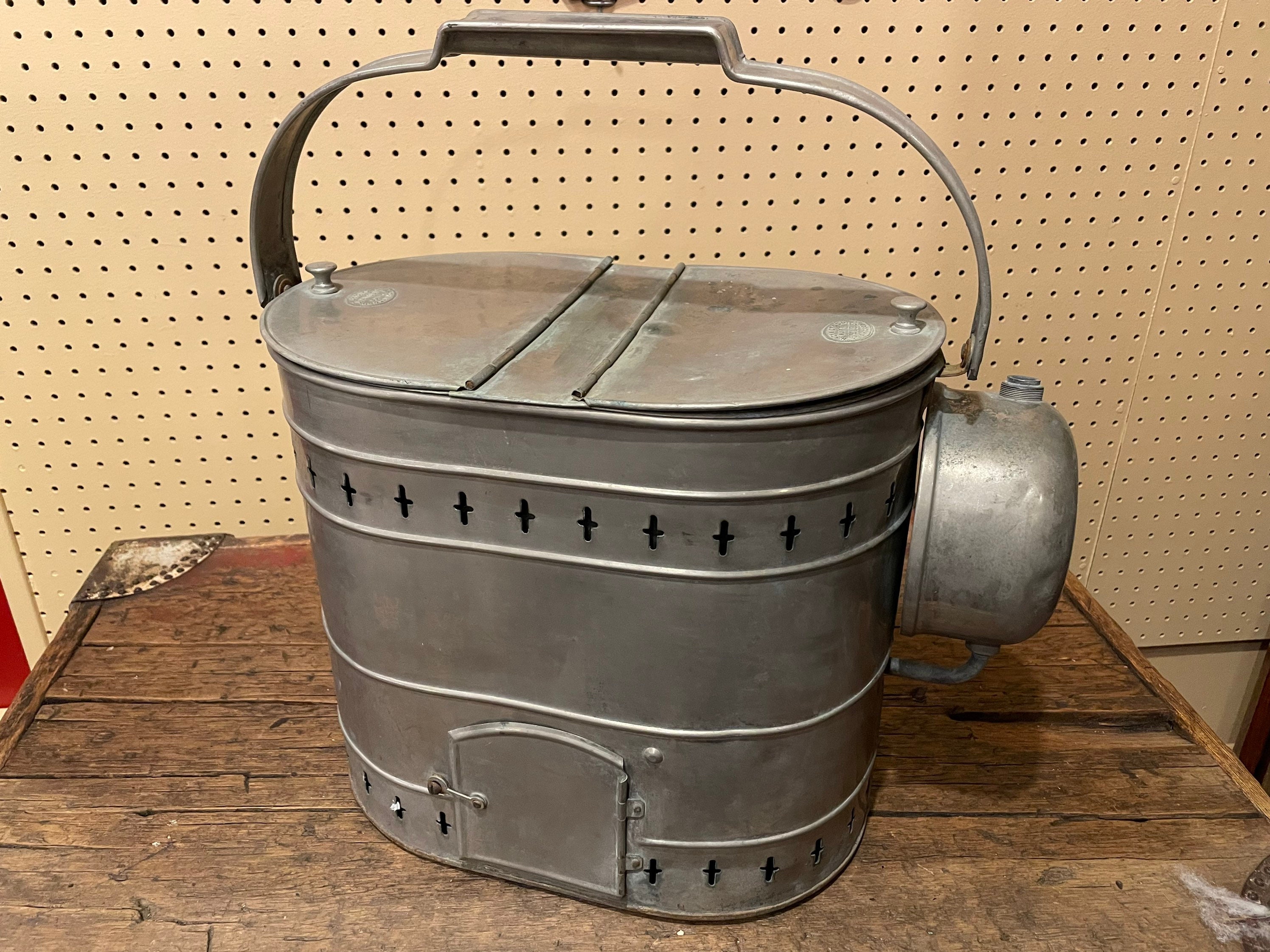 Circa Early 1900's Nickel Plated Over Copper Hot Dog Vendor Bun