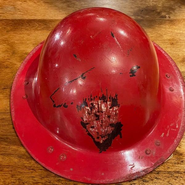 Authentic Vintage 1930’s - 1940’s Western Colorado Miner’s Mining Red Hard Hat/Helmet Made by B. F. McDonald Company - Los Angeles