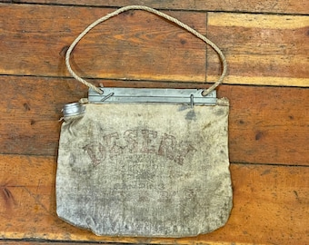 Vintage 1940&#39;s - 1950&#39;s Desert Brand Automobile Water Bag - Image of Pick & Shovel Marked Saturate Before Using Made Flax Duck From Scotland