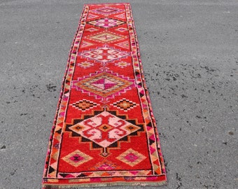 Turkish Rug Organic Rug Herki Rug 2.7x12.1 ft Hallway Rug Antique Rug Oriental Rug Code 8674 Vintage Rug Runner Rug Kitchen Rug