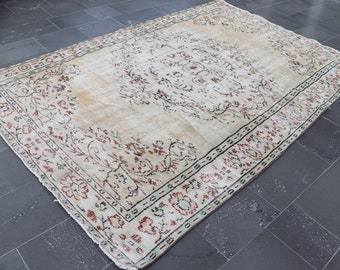 gothic rug, pale rug, turkish rug, area rug 6.1 x 9.3 ft. Free Shipping, wool rug, vintage rug , boho decor rug , turkey rug   SRD1240