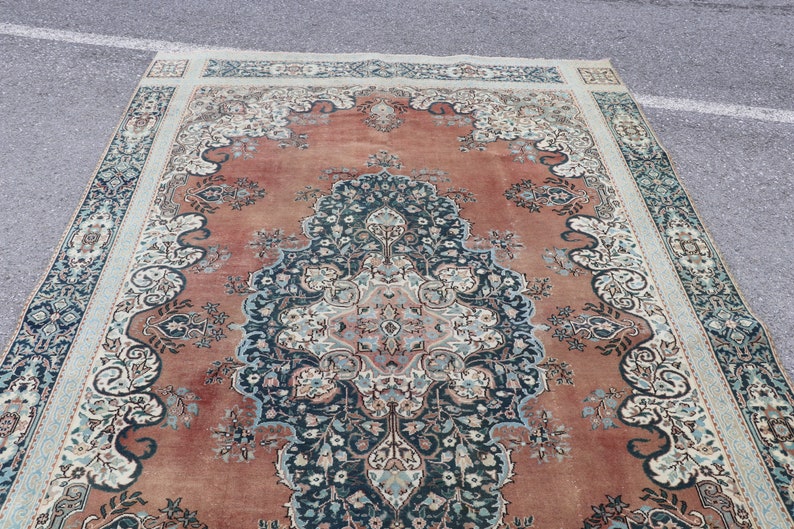 Large size rug, Turkish vintage rug, Home Decor rug, Oriantal rug, Handmade rug, Diningroom rug, Bohemian rug, Decor, 6.2 x 10.8 ft SR7861 image 4