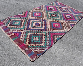 Vintage Kilim Rug,  4.9 x 9.7  ft, Free Shipping, Striped Kilim Rug, Handmade Kilim Rug, Area ug, Rustic Rug, Decorative Kilim Rug, SR8800