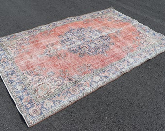 Vintage area rug, Handmade rug, Turkish rug, Boho decor,  5.5 x 8.9 ft Organic wool rug, Bedroom rug, Anatolian rug, Livingroom rug, SRD2249