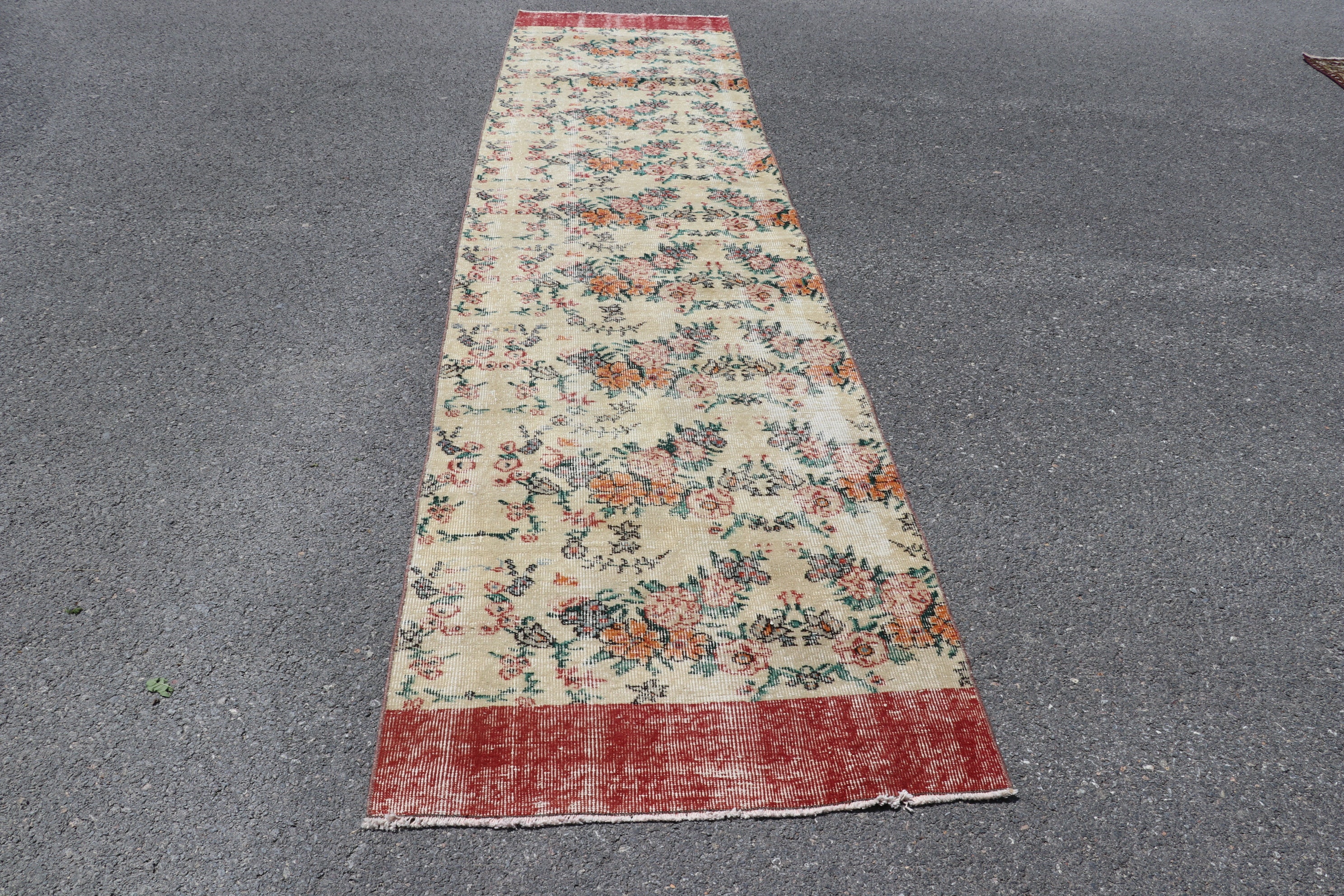 Turkish Vintage Rug, Floral Orange Rug, Decorative Kitchen