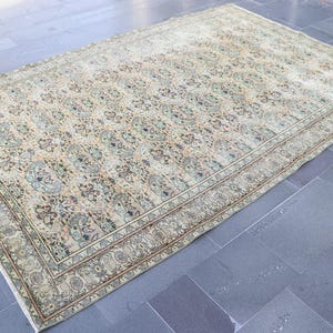 Turkish area rug, Oushak rug, Vintage rug, Handmade wool rug, Bohemian rug, Kitchen rug, Bedroom decor rug, Home decor 6.4 x 9.6 ft SRD2061
