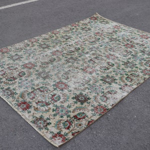 boho tapijt, vintage tapijt, Turks tapijt, oushak tapijt 5.0 x 7.3 ft boho decor tapijt, keuken tapijt, natuurlijke wollen tapijt Tapijt SR6124
