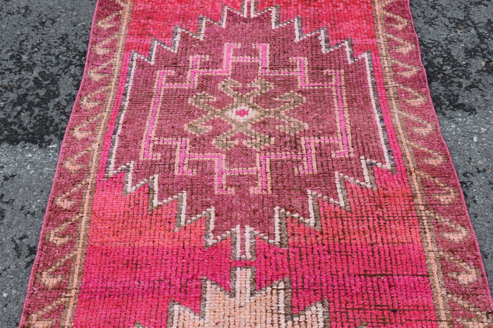 Decorative Rug Pink Herki Rug Rustic Rug Stair Rug Old Etsy