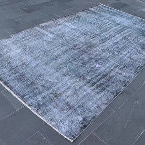 Turkish rug, Oriental rug, Vintage rug, 5.6 x 9.2 Ft Large area rug, Bohemian rug, Livingroom rug, Boho rug, Overdyed gray rug, SRD1508