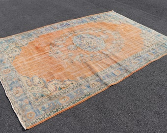 Vintage rug, Turkish rug 6.5 x 9.9 ft Decorative rug, Handmade rug, Faded rug  Oushak rug, Boho decor rug, Wool rug Carpet SRD2255