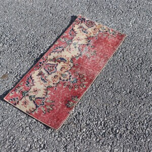 Alfombra de felpudo, alfombra vintage turca, alfombra pequeña, decoración del hogar Boho, alfombra de baño, alfombra de baño, alfombra Boho, alfombra de puerta delantera 1,3 x 2,8 pies, SR11224