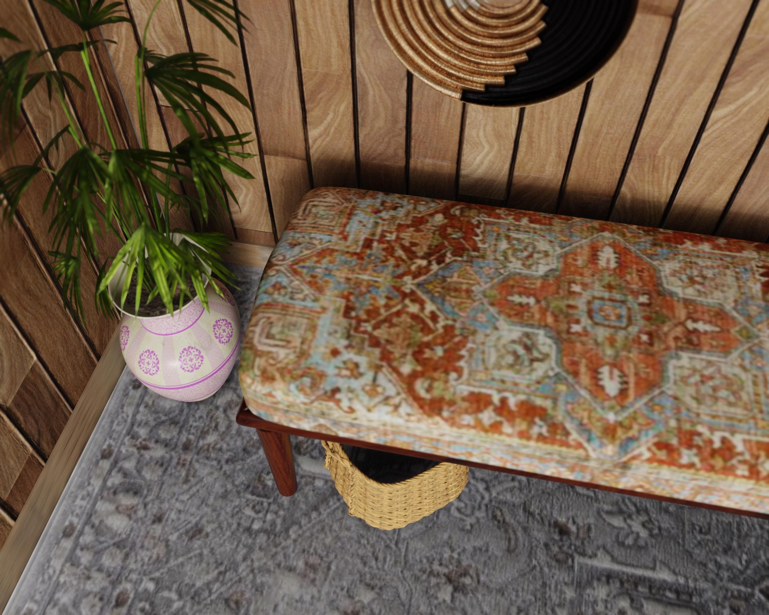 Rustic Bench, Entryway Bench, Ottoman Bench, Boho Decor Bench, Aztec ...