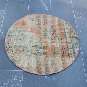 Handmade rug, Entryway rug, Natural wool rug, Turkish rug, Aztec rug, Bohemian rug 2.8 x 2.8 ft Vintage rug, Small size rug, Doormat SRD1790