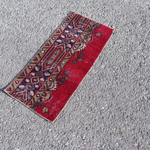 Alfombra de felpudo, alfombra vintage turca, alfombra pequeña, decoración del hogar Boho, alfombra de baño, alfombra de baño, alfombra Boho, alfombra de puerta delantera 1,3 x 2,8 pies, SR11244