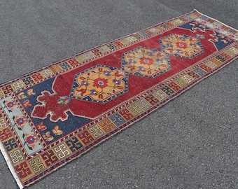 Turkish runner rug, Vintage rug, 3.5 x 9.8 ft Handmade rug, Wool rug, Boho decor, Oushak rug, Decorative rug, Hallway rug, Carpet SRD2263