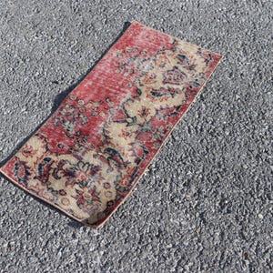 Alfombra de felpudo, alfombra vintage turca, alfombra pequeña, decoración del hogar Boho, alfombra de baño, alfombra de baño, alfombra Boho, alfombra de puerta delantera 1,3 x 2,8 pies, SR11223