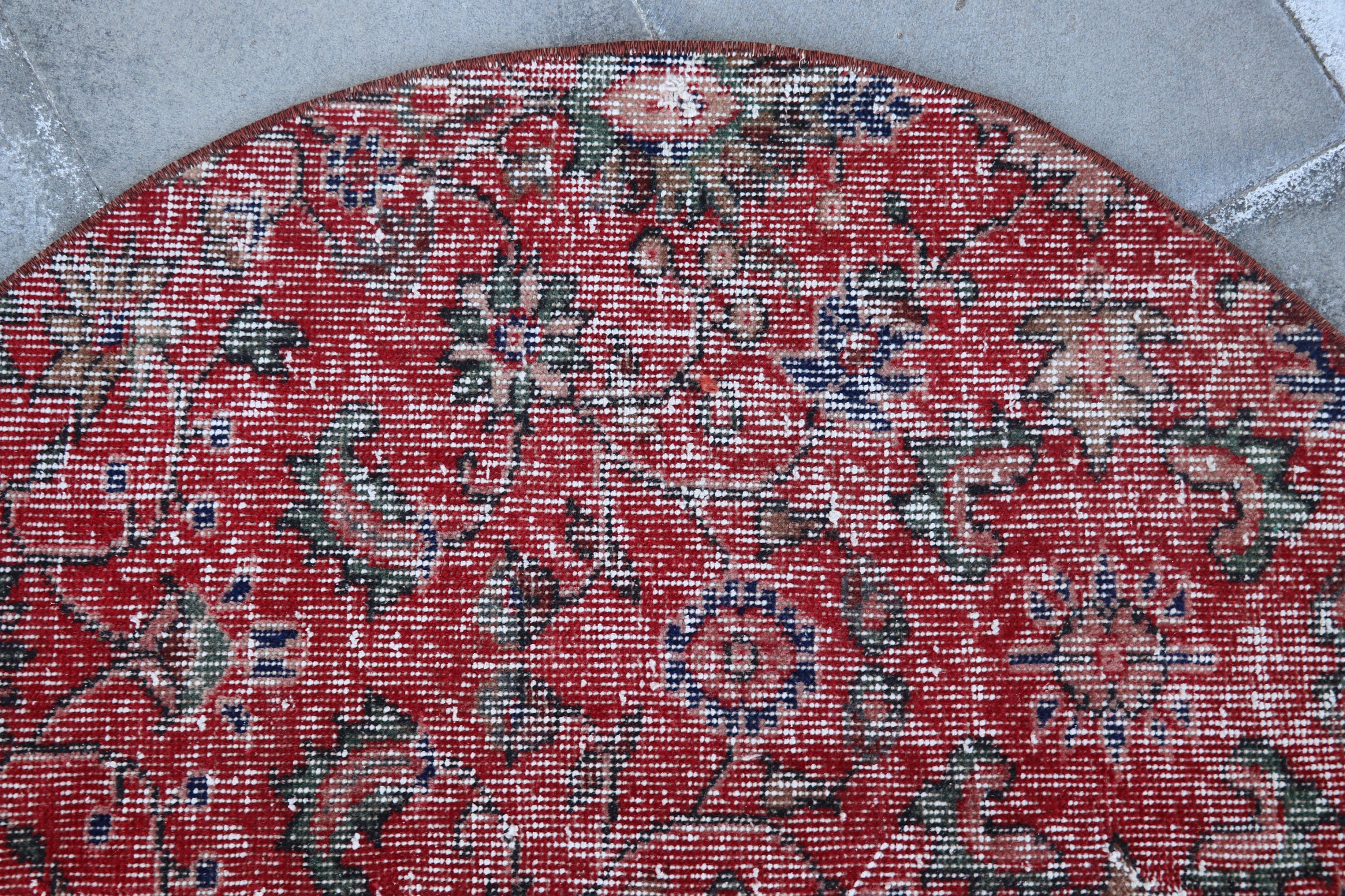 Vintage red rug Small area rug Turkish rug round Oriental Etsy