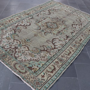 Turkish rug, Vintage handmade rug, Large area rug, Livingroom rug, Oriental rug, Tribal rug, Rustic decor, Oushak rug, 5.6 x 8.8 ft SRD1290