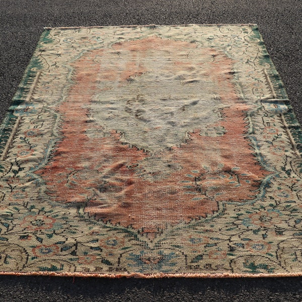 handmade vintage turkish rug oushak rug FREE SHIPPING 5.9 x 7.8 ft boho decor rug bedroom rug decorative area rug rustic decor rug  No 4029