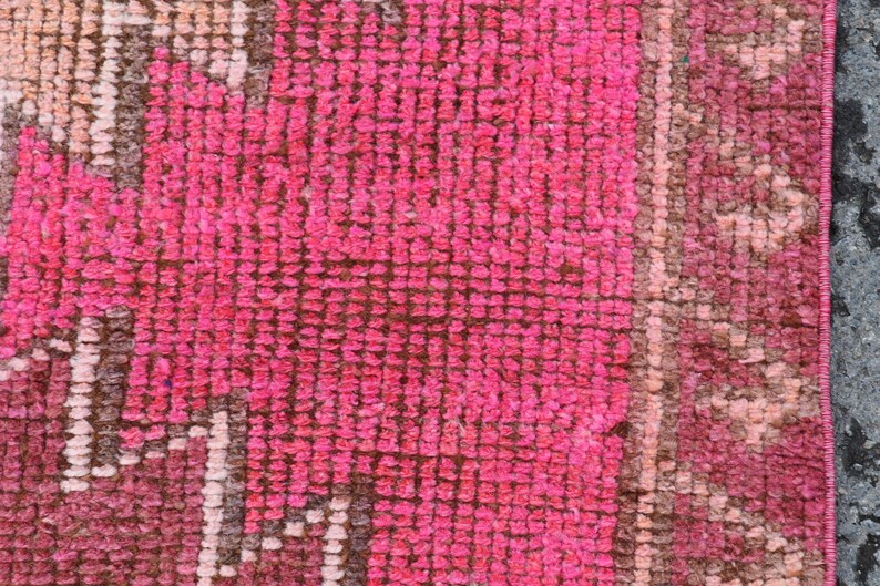 Decorative Rug Pink Herki Rug Rustic Rug Stair Rug Old Etsy