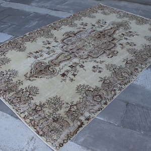 Oriental area rug, Turkish oversize rug, Vintage handmade rug, Bohemian rug, Oushak rug, Diningroom rug, Furniture, 5.7 x 9.3 ft SRD0785