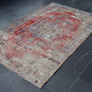 Floral area rug, Vintage rug, Oushak rug, Natural rug, Handmade rug 5.3 x 7.9 ft, Boho rug, Bedroom rug, Livingroom rug, Home decor, SRD2617