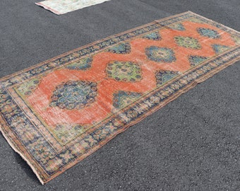 Turkish area rug, Vintage rug, 4.5 x 11.4 ft Oriental rug, Home decor, Handmade rug, Organic wool rug, Bedroom rug, Boho decor rug, SRD2267