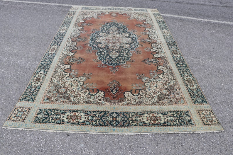 Large size rug, Turkish vintage rug, Home Decor rug, Oriantal rug, Handmade rug, Diningroom rug, Bohemian rug, Decor, 6.2 x 10.8 ft SR7861 image 2