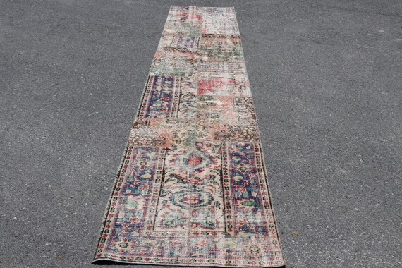 Vintage runner rug Bohemian Patchwork Rug Turkish Rug 2.7 x | Etsy