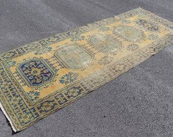 Turkish runner rug, Vintage hallway rug, Stair rug, Anatolian rug, 4.1 x 11.2 ft Corridor rug, Wool rug, Boho rug, Home decor,  SRD2238