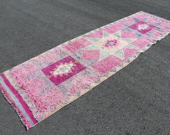 Vintage runner rug, Bohemian Oriental Rug, Turkish Rug  3.2 x 11 ft Handmade Rug, Boho Rug,  Wool area Rug, Hallway rug SRD2258