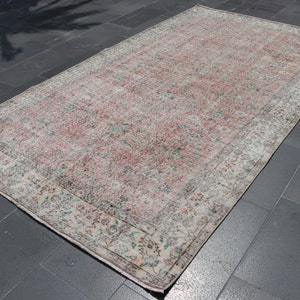 Orientalischer Teppich, türkischer Übergröße-Teppich, handgefertigter Vintage-Teppich, Boho-Teppich, Oushak-Teppich, Esszimmerteppich, Übergröße-Teppich 5,1 x 9,2 ft SR10408