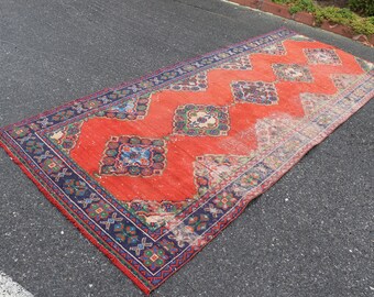 runner rug, kitchen rug, oriental rug, vintage wool rug, turkish rug, SHIPPING 4.4 x 11.2 Ft large size rug ,  boho decor rug  SR6406