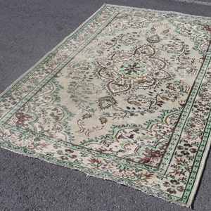 vintage turkish rug bohemian rug  5.3 x 8.9 ft oriental rug area rug boho rug oushak rug anatolian rug wool large rug Carpet SR5930