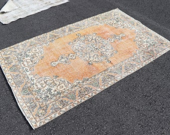 Turkish area rug, Vintage rug, Handmade rug, 3.9 x 6.7 Bohemian rug, Home decor rug, Bedroom rug, Wool rug, Natural rug, Carpet, SRD2265