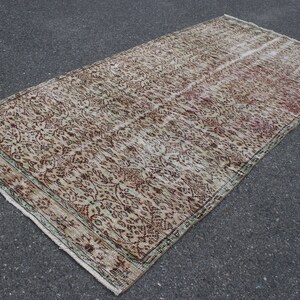 Vintage rug, Turkish rug, Oushak rug, Bohemian decor rug  4.5 x 8.9 Ft  Floral rug, Floor rug, Handmade wool rug, Decorative rug, SRD0014