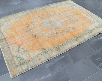 Oushak rug, Turkish area rug, Vintage rug, Handmade rug, Home decor, Kitchen rug, Bedroom rug, Bohemian rug, Carpet, 5.6 x 8.2 ft SRD1992