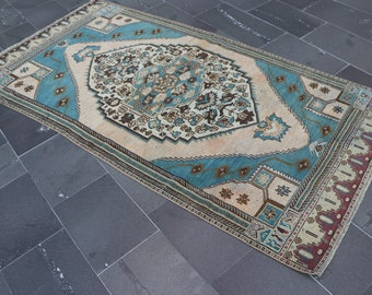 turkish large rug vintage ethnic rug floor rug aztec rug 3.9 x 7.8 ft bohemian rug handmade rug green rug oversize rug wool rug SRD1927