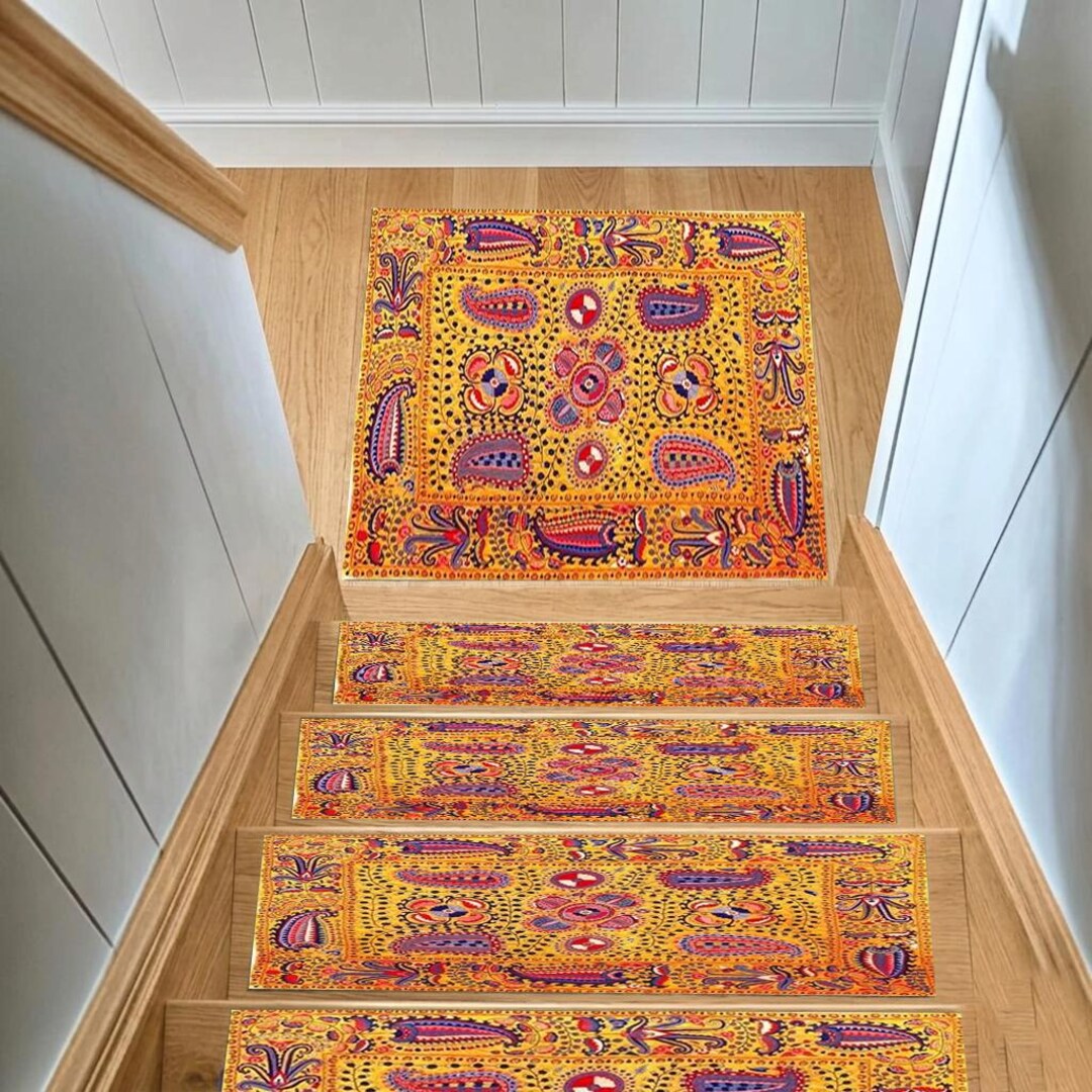 Step Rug Stairs Decorative Stair Rug, Stair Runner Mat, Non Slip Stair Carpet, Boho ...