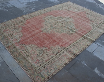 Brown rug, Livingroom rug, Turkish rug, Vintage rug 6 x 9 Ft Handmade wool rug, Large rug, Bohemian rug, Boho decor rug, Rug,  SRD0741