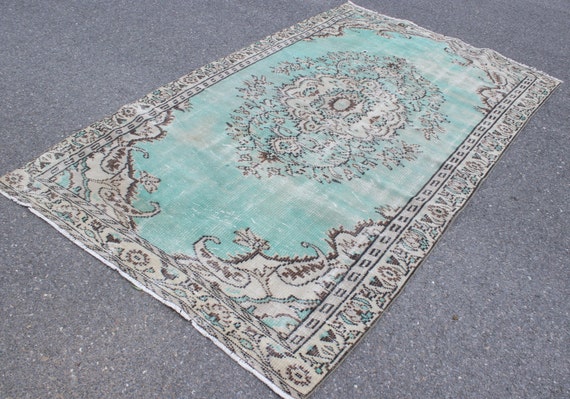 83.5×40 \"Green sea” ViNTAGE TURKiSH RUG Bohemian Vintage Turkish Rug | Rugser ® Vintage Turkish Rugs