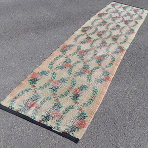 Vintage rug, Floral rug, Entryway rug, Turkish rosegold rug  2.5 x 10.6 ft Hallway rug, Organic wool rug, Boho Decor rug, Runner rug,  7625