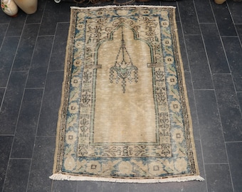 Anatolian Pale Color Rug, Turkish Rug, Oushak Rug, Hereke Rug, Boho Rug, Free Shipping 2.7 x 4.3 Area Rug, Floor Rug, Prayer Rug No 1105