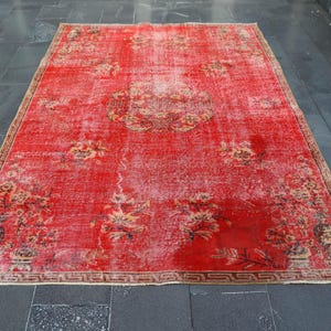 Turkish Rug, Area Rug, Vintage Rug, Boho Rug 5.8 x 8.7 ft Oushak Rug, Oversize Rug, Wool Area Rug ,  Bedroom Rug Carpet SR11344