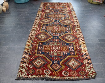 Bohemian Runner Area Rug, Vintage Turkey Rug 3.9 x 10.7 Free Shipping Decorative Rug Home Decor Ethnic Rug Boho Rug Aztec Rug No 895