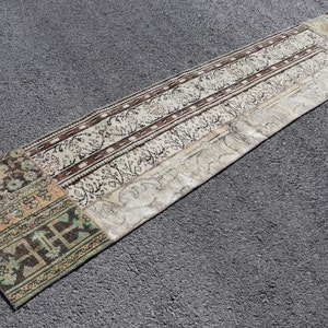 Turkish runner rug, Oriental rug, Vintage hallway rug, Bohemian rug, Home decor, Entryway rug, Oushak rug, Natural rug, 2.1 x 9.8 SR9122