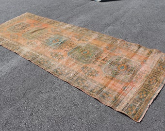 Oushak runner rug, Turkish vintage hallway rug, Bohemian decor, Handmade rug, Rustic decor, Entryway rug, Oriental rug 3.9 x 11.7 ft SRD2237