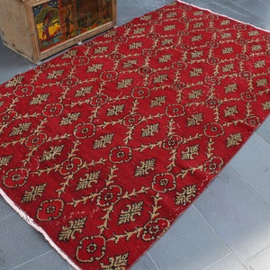 Vintage area rug, Oushak rug, Turkish rug 4.8 x 8.1 Ft Tribal rug, Oriental rug, Bedroom rug, Bohemian rug, Livingroom rug, Carpet, SRD0171